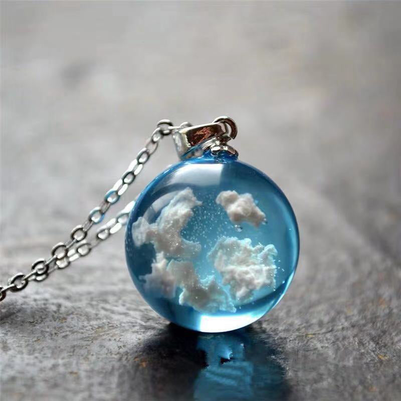 Blue Sky Resin Sphere Necklace