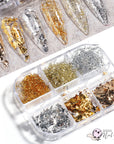 Gold Silver Copper Rose Gold Nail Art Foil Set - Foil Flakes - Foil String